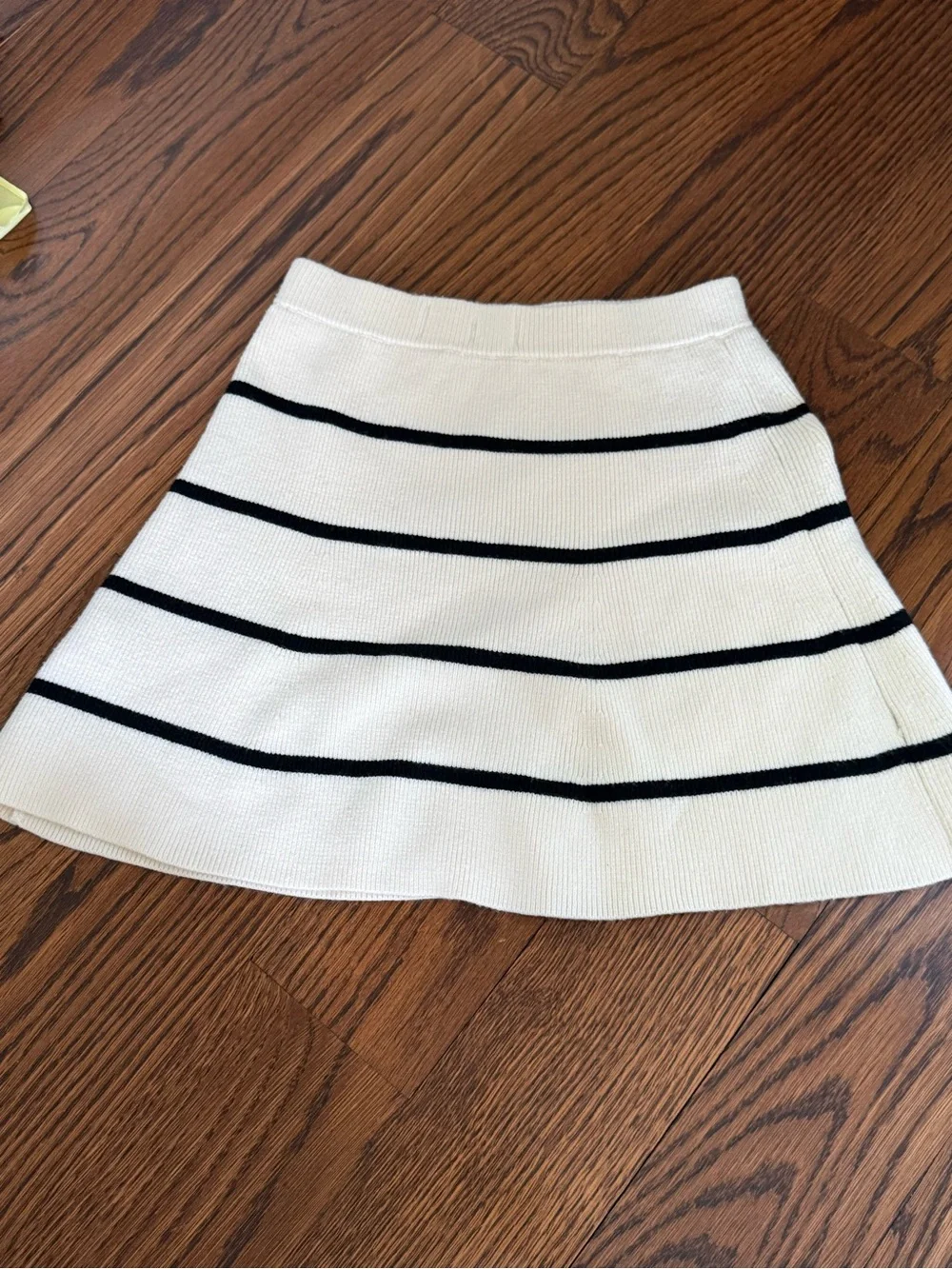 Zara White Skirt with Black Stripes